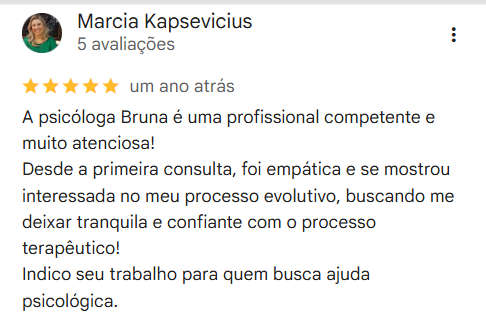 Avaliação no Google de Marcia Kapsevicius