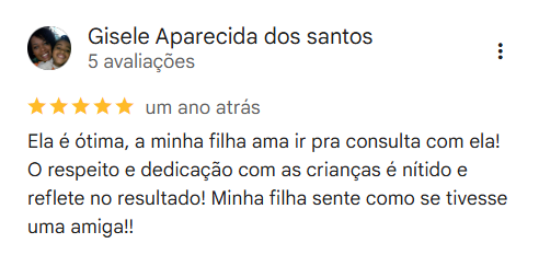 Avaliação no Google de Gisele Aparecida dos Santos